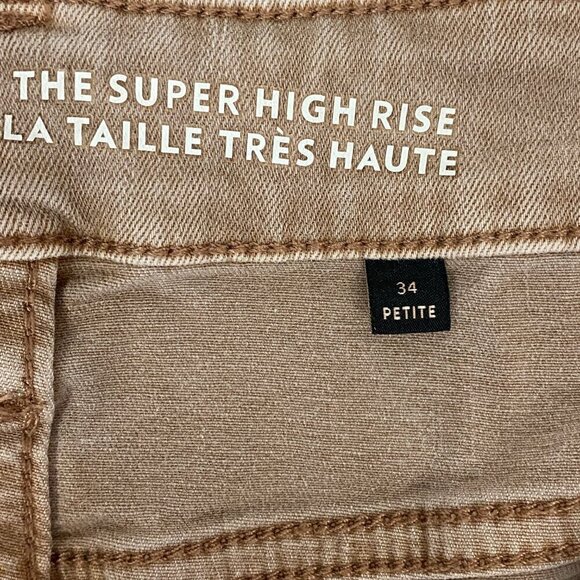 R Jeans Super High Rise Jeans Cropped Raw Hem Sz 34 Petite Skater Length Brown - Picture 11 of 11